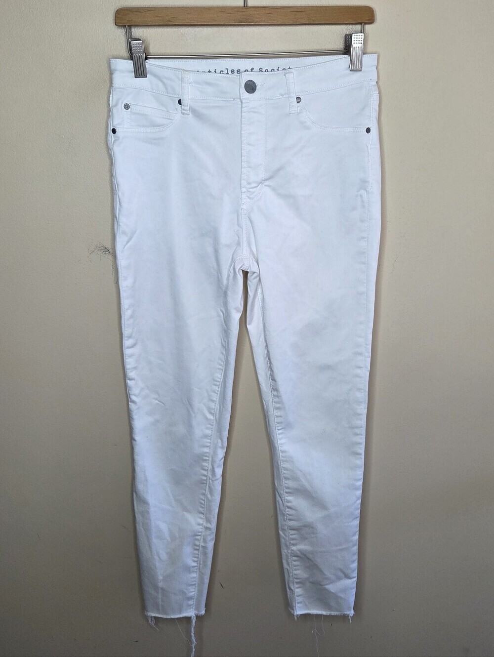 Articles of Society White Mid Rise Crop Skinny Jeans Cutoff Frayed Hem Size 27